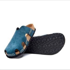 Comfortfusse Shoe 40 9.5 Blue  Leather Suede Clogs Orthopedic Arch Support NEW
